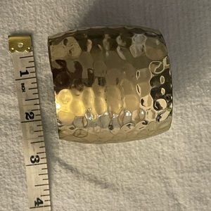 Gold toned wide hammered texture cuff bracelet